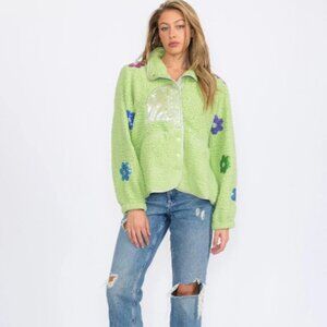 FLOWERS DETAILED SHERPA SWEATER